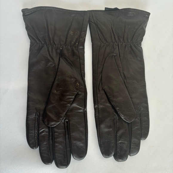 Brown genuine leather winter gloves. - Picture 2 of 7